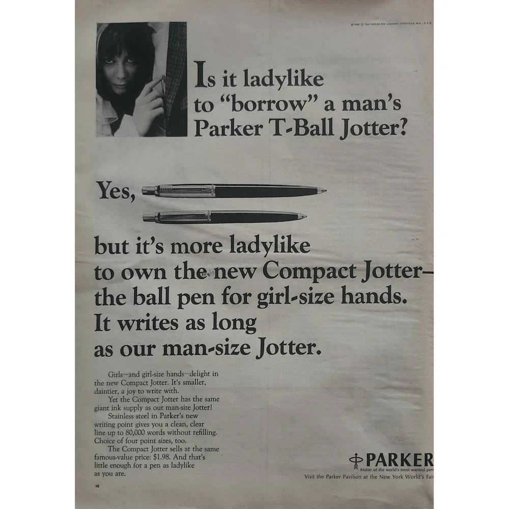 Parker Compact Jotter Magazine Ad 1966 Mod Fashion Pen 10x13